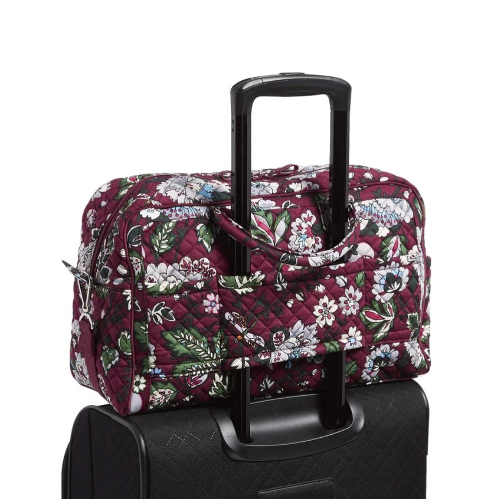 Vera Bradley Bordeaux Blooms Iconic Weekender Travel Bag - Picture 12 of 15